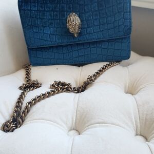 Kurt Geiger Blue Croc-Embossed Crossbody Bag